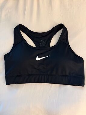 Nike Black Sports Bra with White Swoosh - Racerback Dri-FIT